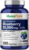 NusaPure Blueberry Concentrate 20,000mg - 180 Veggie Powder Caps, 100% Vegetarian, Non-GMO