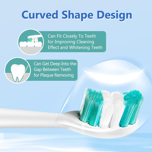 Replacement Toothbrush Heads for AquaSonic Black Series Vibe Series, Curved Design with Nylon Bristle (White)
