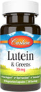 Carlson Lutein & Greens, 20 mg Vision Support & Eye Function, Antioxidant, 30 Vegetarian Capsules