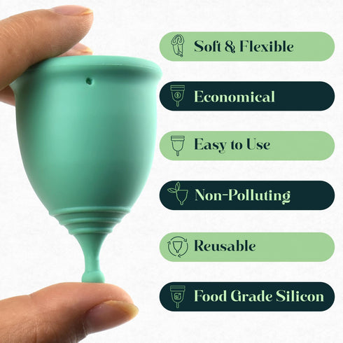 Set 2 100% SHORDY Reusable Menstrual Cups (Small & Large) of with Box, Soft Silicone, Copa Menstruelle, Period Cup