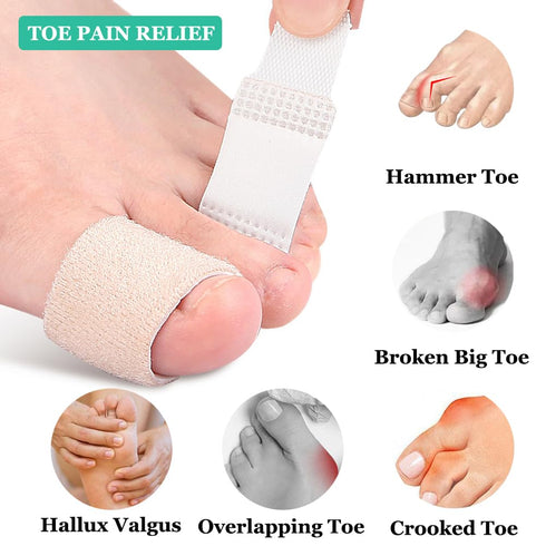 Big Toe Hammer Toe Wraps (10 Pack), Soft Padded Corrector for Pain Relief, Toe Bandages Protectors for Crooked, Curled,