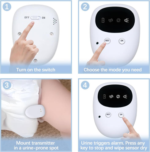 Maxsolve 3 New Wireless Bed Wetting Alarm for Boys and Girls, USB-C Rechargeable Bedwetting Alarm with Working Modes