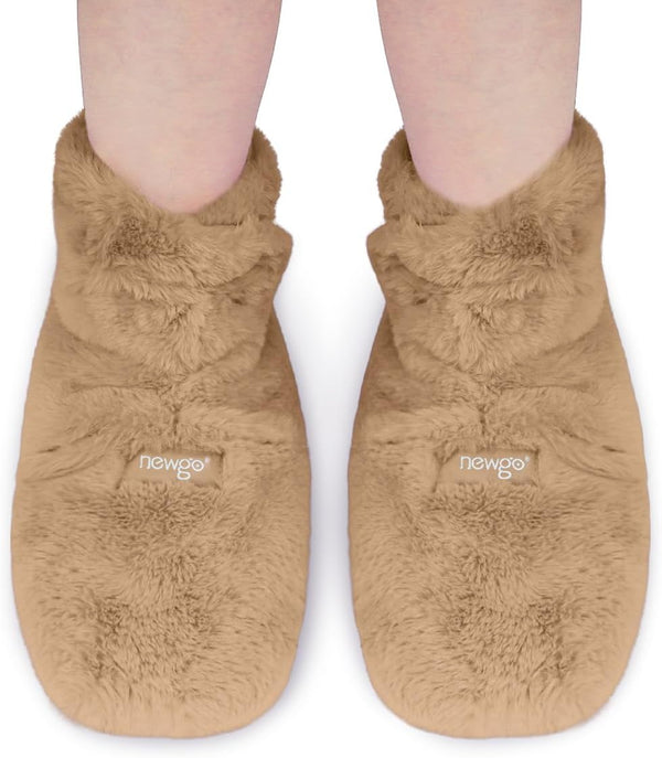 NEWGO Microwaveable Booties Foot Warmers - Heating Pad for Foot Heated Slippers for Cold Feet, Plantar Fasciitis,
