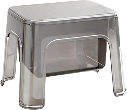 Generic Clear Acrylic Stool - Clear Portable Chair for Bedside and Vanity with Storage Shelf | Premium PET Material