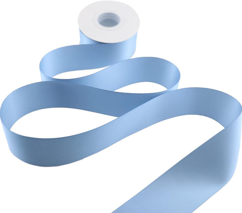 Dusty Blue Ribbon, 2 Inch Thick Double Face Satin for Christmas Tree, Bridal Bouquet, Baby Shower Crafts, 25 Yards