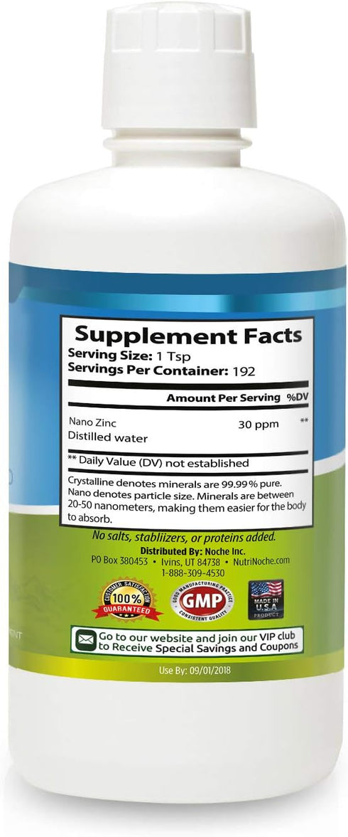 NutriNoche Pure Crystalline Liquid Zinc Supplement - 30 PPM Colloidal Minerals