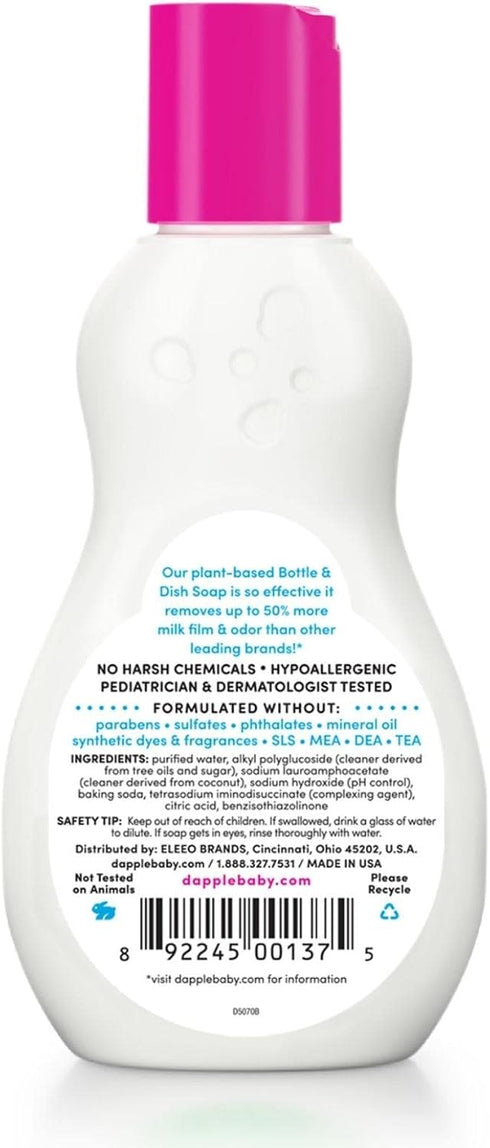 Dapple Baby Bottle Soap, Hypoallergenic Dish Soap for Baby Bottles, Travel Size, 3 Fl Oz (2 Pack)
