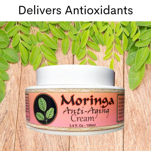 Moringa Anti Aging Cream with 13 Ayurvedic Herbs and Nutrient Rich Oils, 3.4 oz