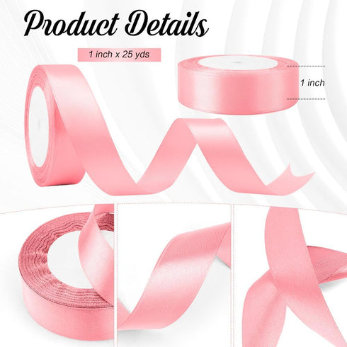 Pink Ribbon Pink Ribbon for Gift Wrapping, 1 Inch 25 Yards Pink Hair Ribbon Pink Satin Ribbon Teacher Appreciation Ribbon Perfect for Thanksgiving Ribbon Light Pink Ribbon Floral Arrangement by Xioabre