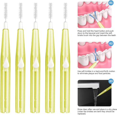60PCS Oral Dental Hygiene Brush Tooth Cleaning Tool Soft Toothpick Interdental Brush for Braces