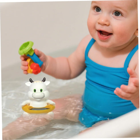 Takingup Baby Bath Thermometer, White Cow Baby Bath Thermometers, Floating Animal Toy Fun Thermometer for Bathtub, Tub