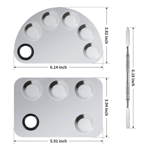 Professional Stainless Steel Makeup Palette, 2 Pieces Cosmetic Palette with Spatula Tool for Nail-art Mixing