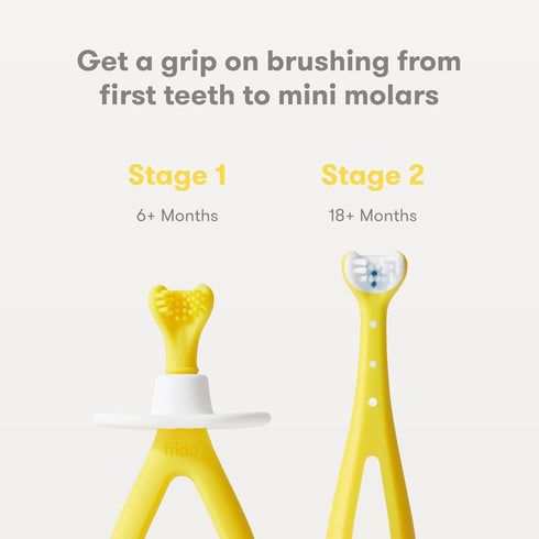 Frida Baby Grow-with-Me Baby Toothbrush Training Set, Infant to Toddler Toothbrush for Sensitive Gums
