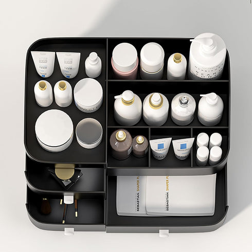 MIUOPUR Makeup Organizer for Vanity - Large Capacity Desk Organizer with Drawers for Cosmetics (Black)