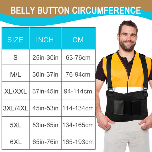 Back Brace for Lower Back Pain Relief - Adjustable Lumbar Support Belt for Heavy Lifting, M/L (30"-37")