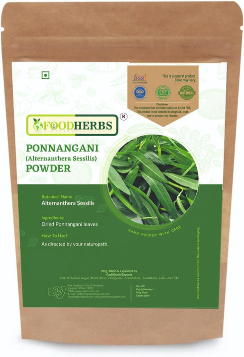 Ponnangani Powder, 200 GMS / 0.44 Lbs, Alternanthera Sessilis, Sessile Joyweed