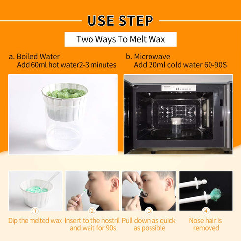 Nose Wax Kit for Men and Women, Nose Hair Removal Wax 50g, 20 Applicators, 10 Nose Wax Pods, 1 Measuring Cup, 8