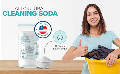 SKY HIGH SUDS 2 packaging Pounds All-Natural Washing Soda (Soda Ash), Product of the USA. Recyclable and Reusable Bag