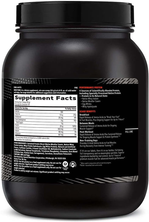 GNC AMP Sustained Protein Blend - 28 Servings, Gluten Free, Cinnamon Toast