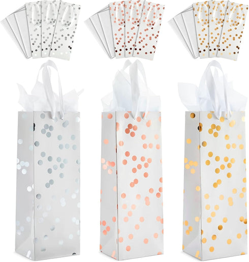 Sparkle and Bash Wine Gift Bags - Polka Dot Foil Style &