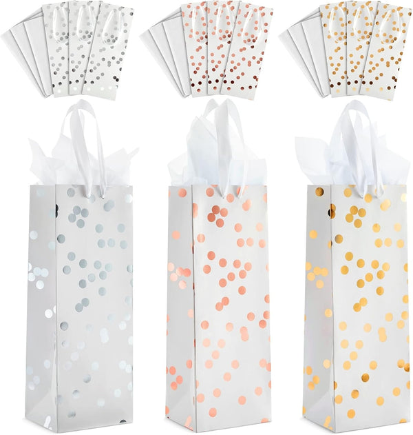 Sparkle and Bash Wine Gift Bags - Polka Dot Foil Style &
