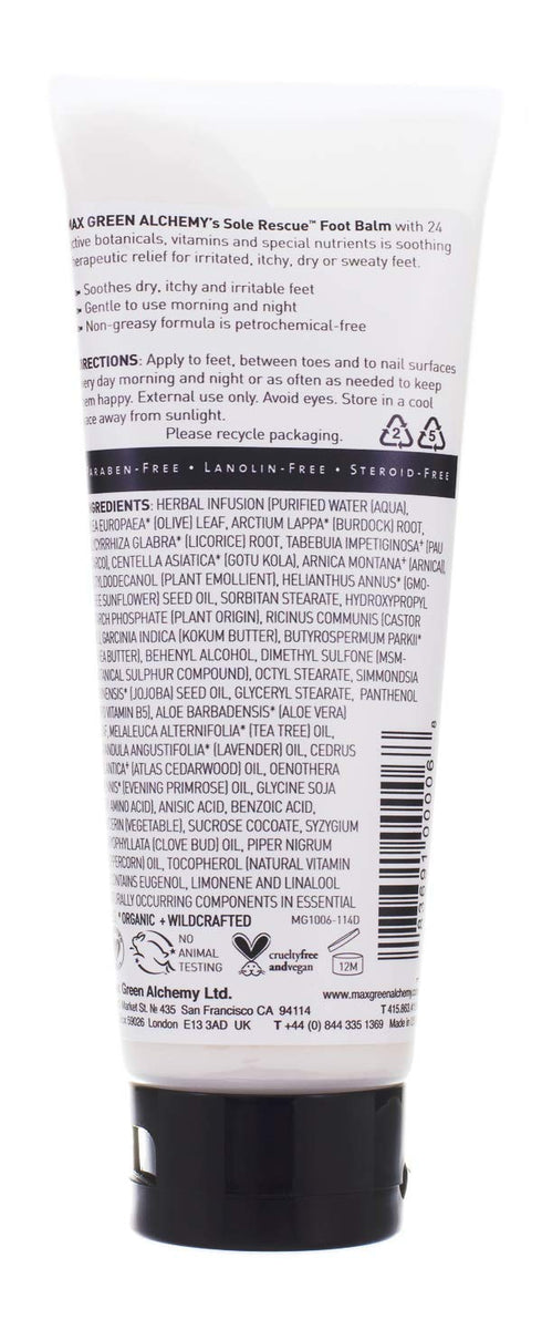MGA Vegan Foot Balm, 2 Oz | Sole Rescue Organic Formula for Dry, Itchy & Sore Feet, Non Greasy
