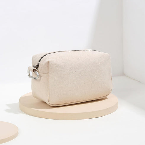 Lightweight Cosmetic Organizer Bag with Ring Clasp, Perfect Travel Makeup Bag for Women, Nylon Stand Up Design