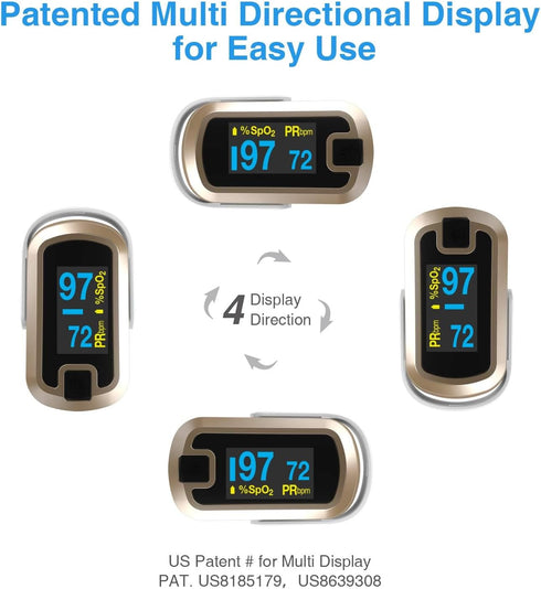 mibest OLED Finger Pulse Oximeter, O2 Meter in Dual Color White/Luxury Gold
