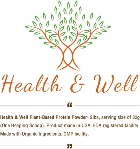 Health & Well Plant-Based Protein Powder, Vanilla, Three Vegan Proteins, Eight Super Fruits