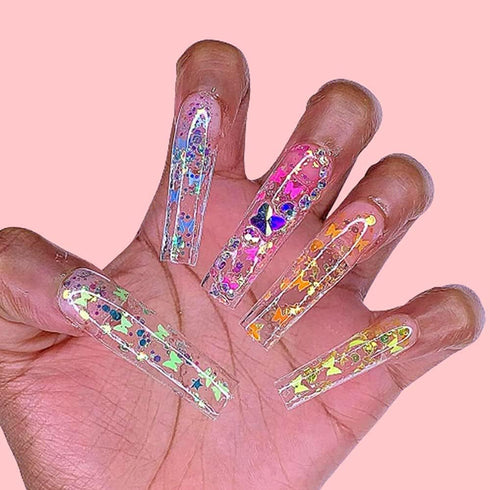 Makartt Nail Decoration Set, 4 Boxes Glitter Sequins & Rhinestones for Nail Art, DIY Decoration Accessories Kit