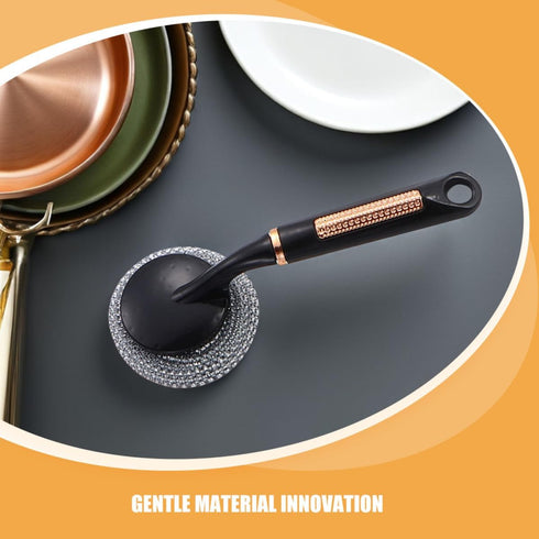 OUNONA Long Handle Kitchen Dish Scrub Brush for Pans and Pots, Black Multi-Functional Dish Cleaning Brush with Sturdy