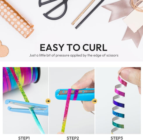 Rainbow Curling Ribbon 500 Yards 3/16", Shiny Metallic Curly Ribbon for Gift Wrapping & Birthday Party Decoration