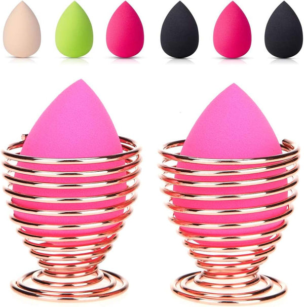 LanMa Beauty Sponge Blender Holder, (2 Pack Rose Gold) Makeup Sponge Drying Stand Storage Egg Powder Puff Display Stand