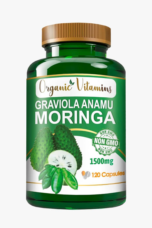 Graviola Soursop Annona muricata Anamu Moringa 1500 mg Green Superfood for Antioxidant Support - 120 Capsules