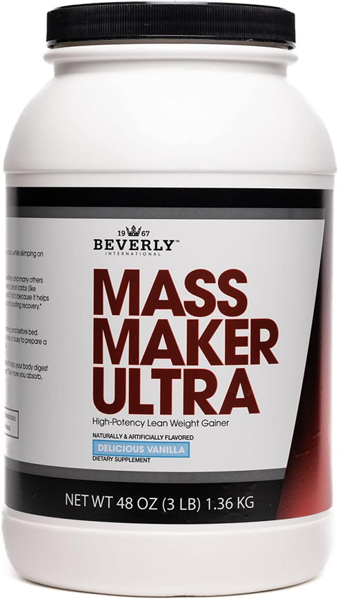 Beverly International Mass Maker Ultra Vanilla, 14 Servings, 3lb, Clean Carbs, Great Taste