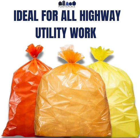 Plasticplace 55-60 Gallon Trash Bags, 1.2 Mil, Orange Heavy Duty Garbage Can Liners, 38” x 58” (50 Count)