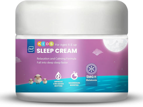 Kids Sleep Cream by PMT, Natural Sleeping Aid for Ages 6 and Up, Regulates Sleep Patterns with Menthol & Lavender
