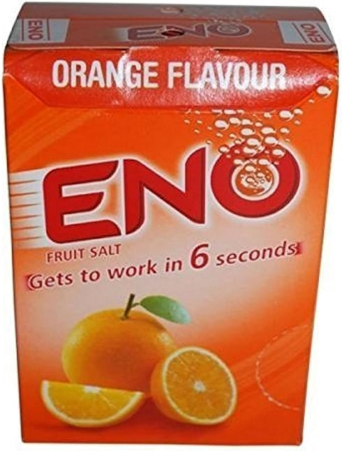 Eno Fruit Salt Antacid Powder - ORANGE Flavor - 1 Carton (30 Sachets) 5 g Each