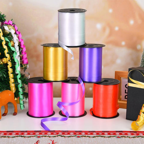 250 Yard White Curling Ribbon, 3/8" for Crafts, Balloon Ribbon, Gift Wrapping, Florist Flower (1 Roll)