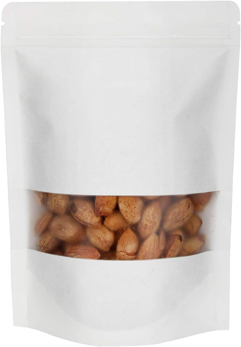 Blisstime 50 Pieces Resealable Bags for Small Business - White Kraft Paper Stand Up Pouches