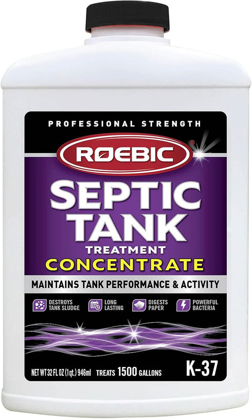Roebic K-37-Q-C1500-4 Septic Tank Treatment, 32 oz, 16 oz Concentrate, Safe for All Plumbing Systems