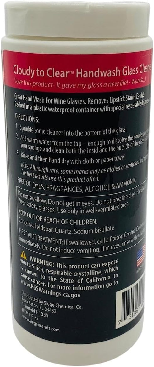 Siege 12 oz, P-35 Handwash Glass Powder Cleaner, Earth Friendly, Made in USA