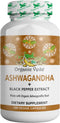 Organic Veda Ashwagandha Supplements, 1500mg, 120 Veggie Capsules with Black Pepper Extract