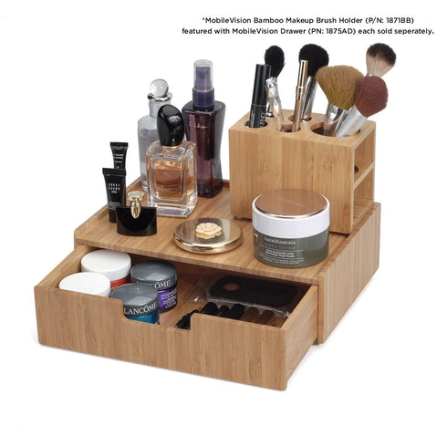 MobileVision Bamboo Makeup Drawer Organizer, Break Resistant Cosmetics Storage Box and Display Case