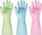 BOOMJOY PVC Cleaning Gloves, Heavy Duty Reusable Dishwashing Gloves for Kitchen, Bathroom, Gardening, 3 Pairs