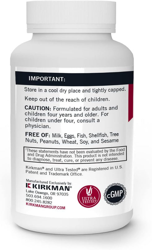 Kirkman Vitamin C 250 mg, Hypoallergenic, 250 Capsules