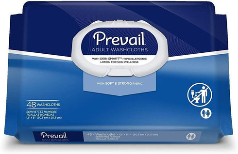 Prevail Adult Washcloths, 48 Count - 12" x 8" (Pack of 12)