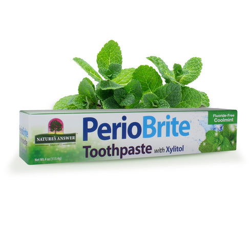 Nature's Answer PerioBrite Toothpaste, Cool Mint, 4-Ounce, Pack of 2, Fluoride Free, CoQ10 & Folic Acid