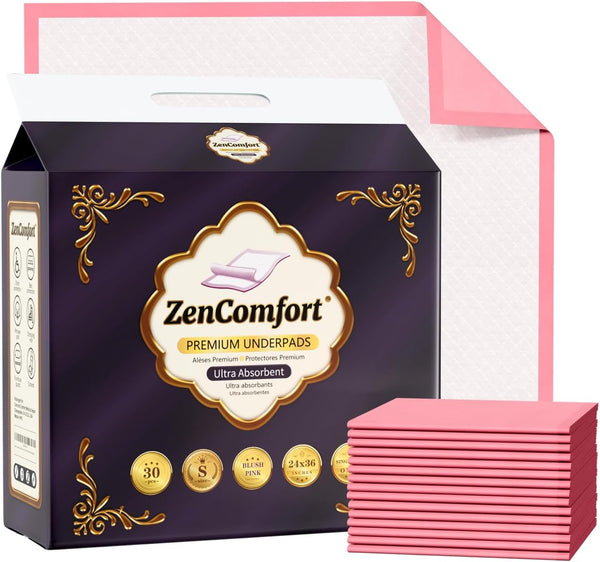 ZenComfort Thick 24x36 Chux Pads Ultra Absorbent Disposable Bed Pads for Adults Babies