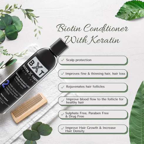 Natural Biotin & Keratin Conditioner - Fuller, Thicker Hair Growth for Men & Women, Color Safe, Paraben & Sulfate Free
